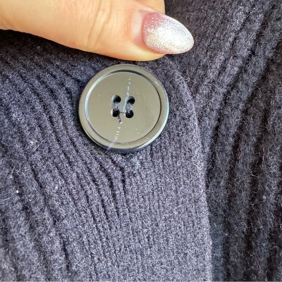 & Other Stories Wool Cable Knit Midnight Blue Balloon Arm Sweater Size Medium - Picture 7 of 11